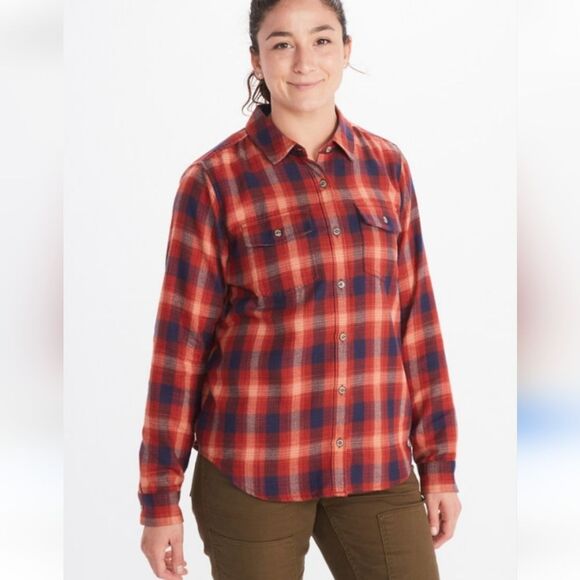 Marmot Fairfax Midweight Flannel Plaid Shirt Color: Red Ochre Size XL - Picture 13 of 13